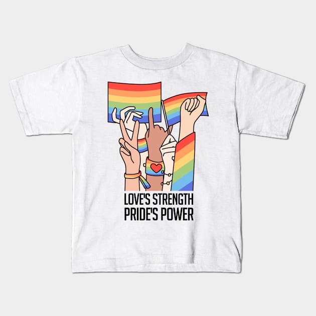 Love's Strength, Pride's Power Kids T-Shirt by limatcin